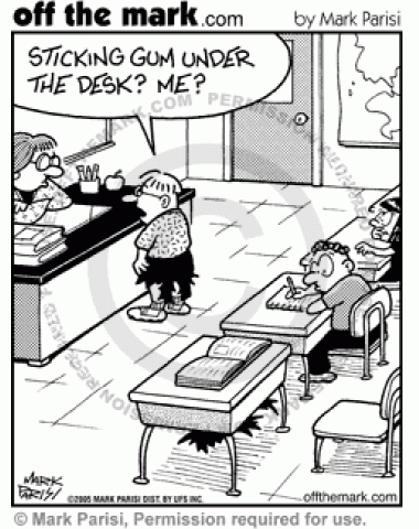 Sticking Gum Under Desk Off The Mark Cartoons