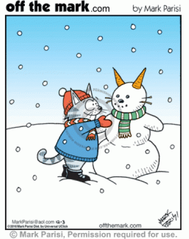 Cat Snowman - off the mark cartoons
